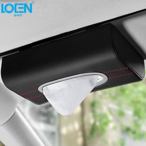 Car Accessories PU Leather Tissue Box Holder For Car Sun Visor Block Paper Towels/Tissue Box Container Home Office 5 Colors