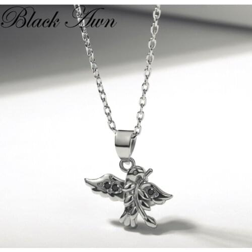 BLACK AWN 2021 New Classic 925 Sterling Silver Jewelry Bird Necklace for Women Black Spine Female Gift K061