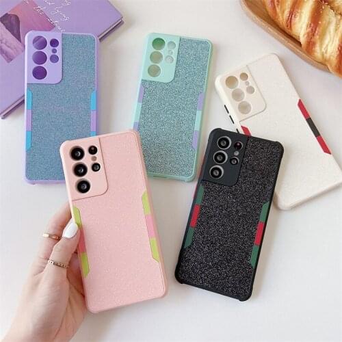 Signalshin Shiny Glitter Case For Samsung A50 A50S A30S A20 A30 M10 A10 A70 A70S A21S A12 A32 A42 A52 Contrast Color TPU Cover
