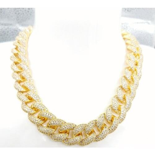 20MM Hip Hop Big Miami Cuban Chain Iced Out round Necklace Rapper Jewelry 5A Quality Cubic Zirconia Gold Sliver GA1012
