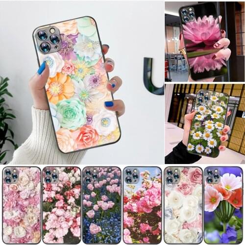 Lotus Phone Case For iPhone 11 12 XR XS X Pro MAX 7 8 6 6S Plus SE 2020 Flower Tile Soft TPU Carcasa Funda Cases