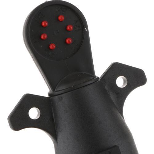 Black 7 Pin Blade Round Trailer Light Plug Connector Adapter for RV Boat
