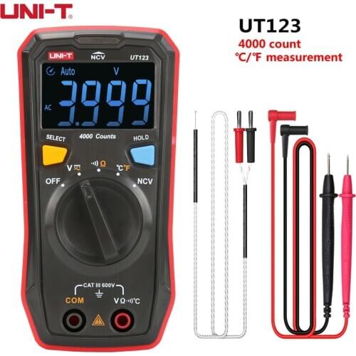UNI-T UT123 Mini Digital Multimeter GUARANTEED 100% AC DC Voltage Resistance Temperature Electrical NCV Tester EBTN Display