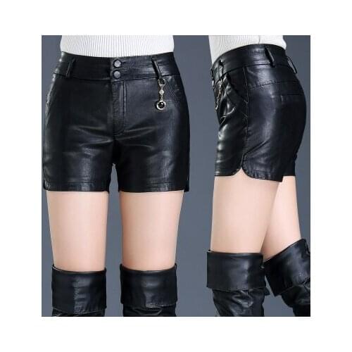 DERMSPE Women's Leather Shorts