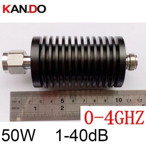 Long size 50W RF attenuator N male DC-4Ghz 1-40DB attenuation feeder connector RF COAXIAL jack RADIO Attenuator 4Ghz 40dB