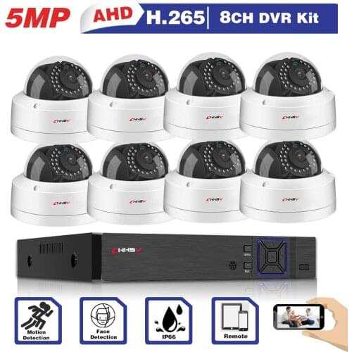 Home Dome 5MP Security Camera H.265 8CH 5MP AHD DVR Kit 4/8Pcs in/Outdoor Motion Detetion CCTV Camera Surveillance System Kits