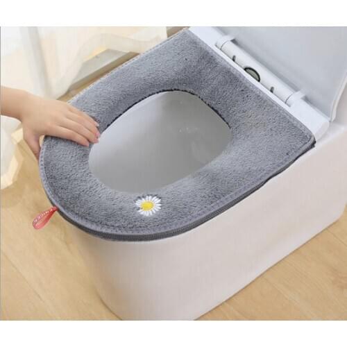 Hot Sale Comfortable Velvet Coral Bathroom Toilet Seat Cover Winter Toilet Cover Household Closestool Mat Seat Case Lid Cover