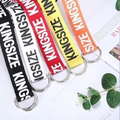 130cm Nylon Canvas Belt Printing D Ring Double Buckle Student Belt waistband Letter Printed Fashion For Jeans
