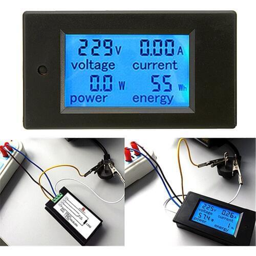 AC 20A Power Meters Monitor Volt Amp kWh Watt Digital Combo Meter AC110V 220V Voltmeter Ammeter