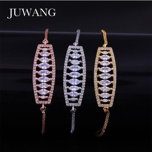 JUWANG 2018 Plant Charm Bracelets & Bangles for Woman Cubic Zirconia Silver Color Charm Jewelry Gift Wholesale
