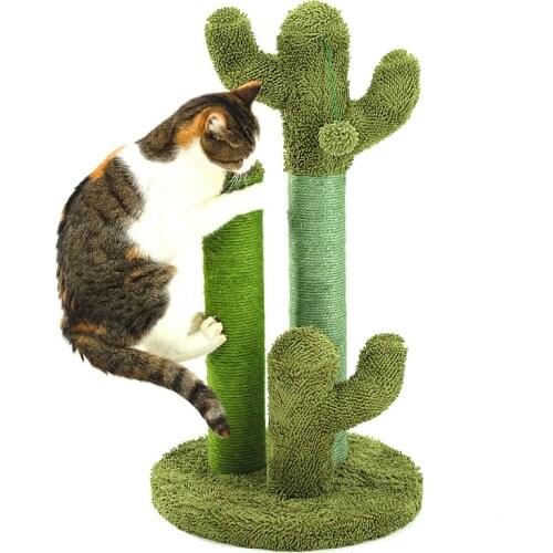 Cactus Cat Tree Sisal Rope Climbing Frame Cats Scratching Post Detachable Cat Scratcher Board Plush Toys Kitten Grinding Claw
