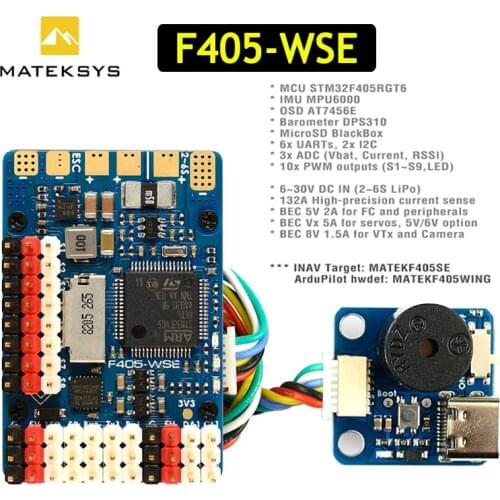 Matek MATEKSYS F405-WSE F405 STM32F405RET6 Flight Controller Built-in OSD SD Slot DPS310 for RC Drone F405-CTR Updated version