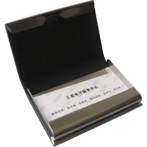 Magnetic Lock Name Card Box/Bag PU Leather Business Card Holder Steel Name Card Case Wallet Lichee Pattern
