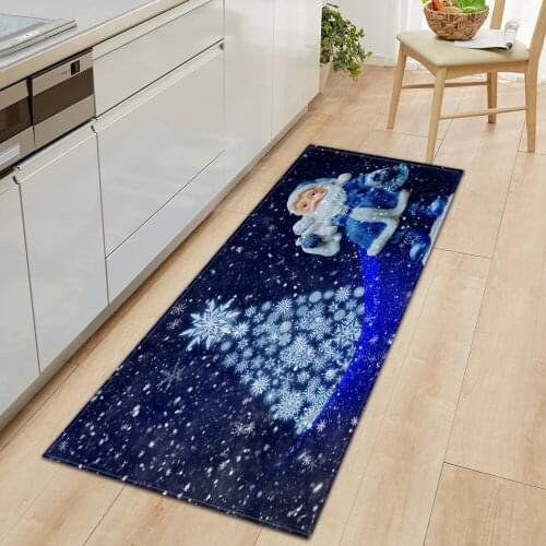 Christmas Pattern Entrance Doormat Kitchen Mat Living Room Bedroom Floor Decor Carpets Home Bath Hallway Balcony Anti-Slip Rug