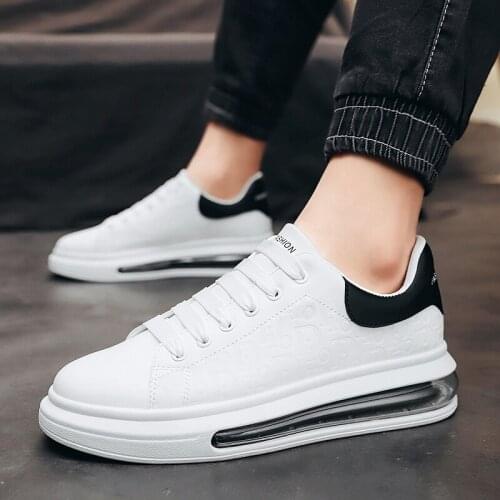 Classical White Shoes for Men Platform Sneakers Air Sole Round Toe Low Top Skate Shoes Male Breathable Sneakers Zapatos Hombre