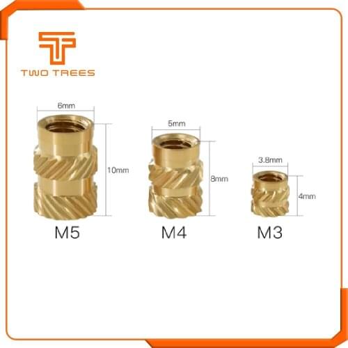Mellow Brass Hot Melt Inset Nuts Heating Molding Copper Thread SL-type Double Twill Knurled Injection Brass Nut For 3D Printer