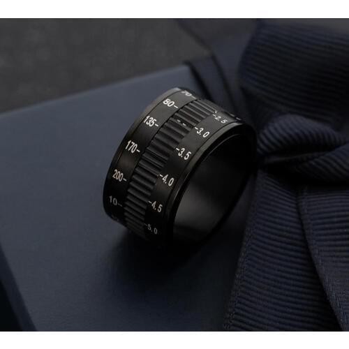 Hot Sale Rotatable Camera Lens Rings 12mm Titanium Stainless Steel Rings For Trendy Men Jewelry 2020
