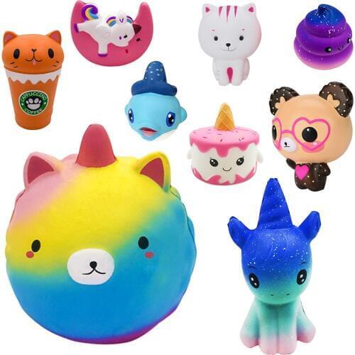 Squishy Jumbo Soft Slow Rising Toys Unicorn Cat cup Spectacle bear Squishy Squeeze Toy Relieve Pressure Mobile phone pendant