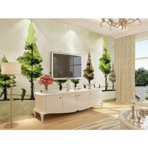 Custom papel DE parede infantil, green woods murals for children room sitting room background wall waterproof vinyl wallpaper