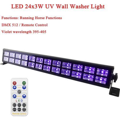Night Light 24x3W LED Wall Washer LED UV DMX512 Stage Light Bar Black Party DJ Disco Light For Christmas Indoor Stage Lights