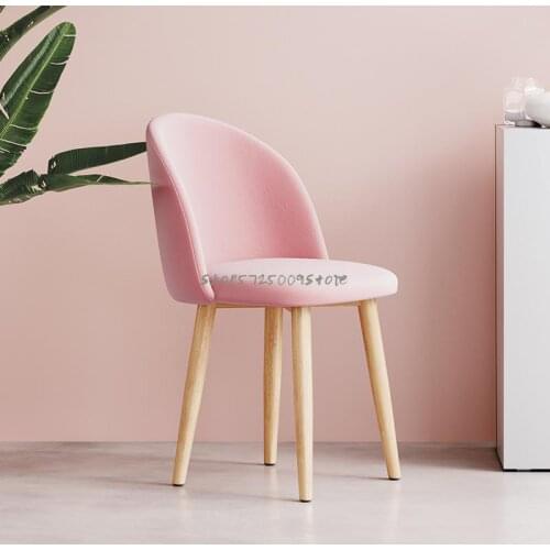 Nordic dressing chair backrest modern minimalist living room solid wood dining chair household nail salon stool bedroom makeup