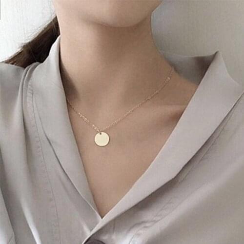 New Trendy Delicate Small Disc Chic Necklace Women Chain Choker Womens Necklaces Jewelery Pendant Gift