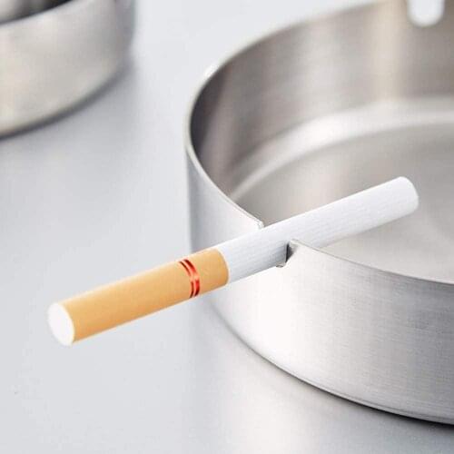 Stainless Steel Ashtray Cafe Bar Hotel Home Portable Metal Round Ashtray Large Capacity Cigarette Ash Tray Push Down Smoking
