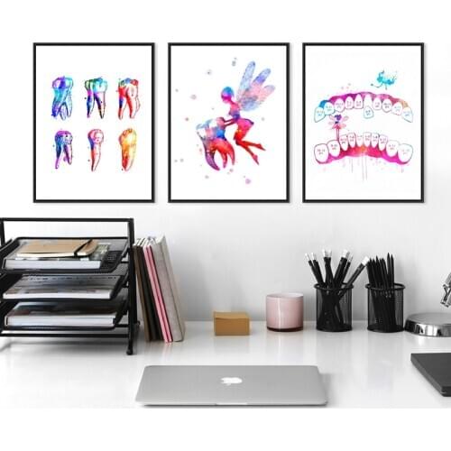 Teeth Anatomical Watercolor Print and Poster Dentistry Medical Art Canvas Painting Dentist Office Clinic Wall Art Picture Decor