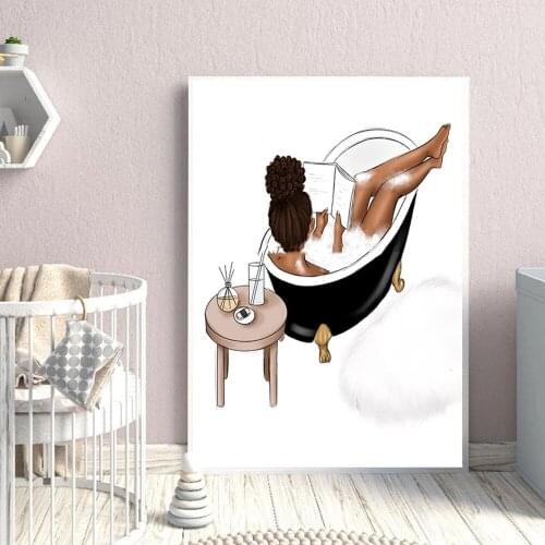 Nordic Minimalist Me Time Girl Take Shower Posters Bathroom Art Canvas Painting Modern Prints Wall Picture for Living Room Decor