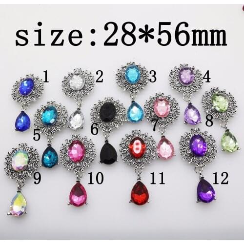 New Hot 10Pcs/Lot 28*56mm Water drop pendant Diy Jewelry Accessories Rhinestone Acrylic Handwork Flatback Brooches Decoration