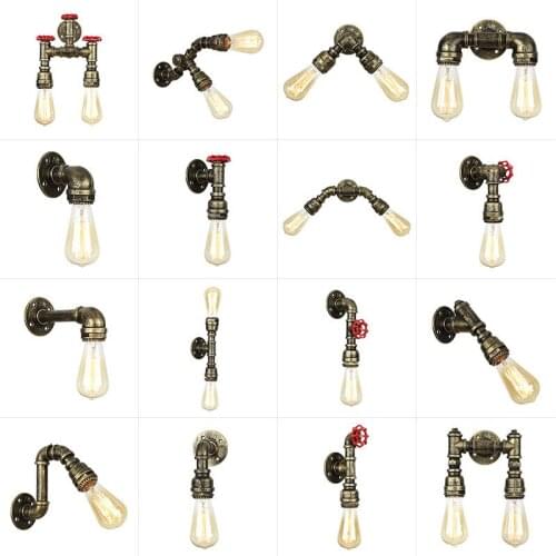 Simple personality American country loft bedroom bedside decoration coffee shop clothing shop water pipe wall lamp