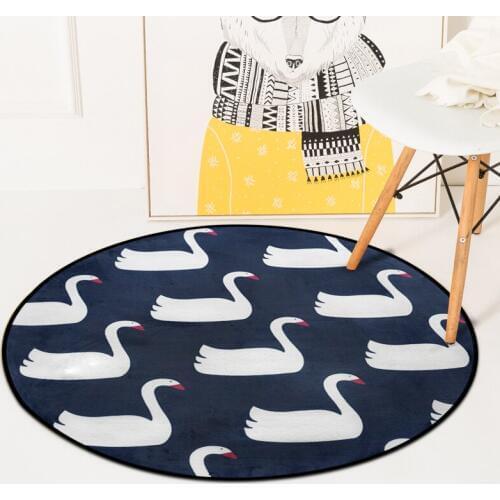 Simple Swan circular Flamingo carpet living room rug SOFT round FASHION geometric bedroomcarton children play mat tapetes chair