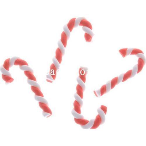 20 Pcs Red and White Christmas 3D Cane Resin Scrapbook Embellishment 22x9mm (W04199 X 1)