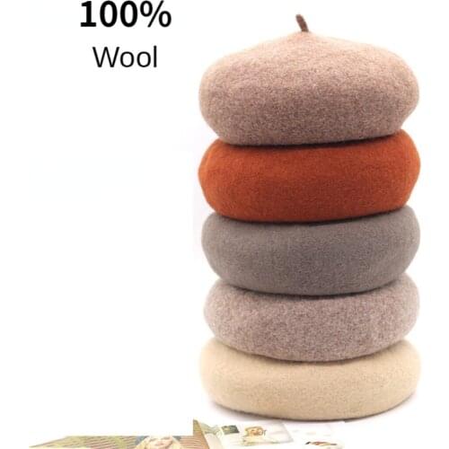 Parent-child Wool Beret Female Winter Hats For Women Flat Cap Knit 100% Cashmere Hat Lady Girl Berets Hat Female Painter Casqute