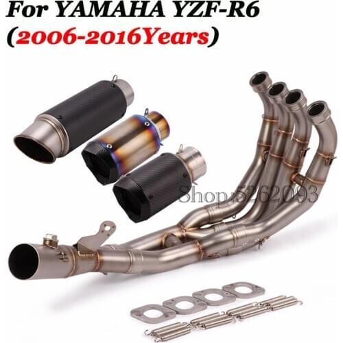 Slip On For YAMAHA YZF-R6 R6 2006-2016 Full Motorcycle Exhaust System Front Middle Mid Connect Link Tube Carbon Escape Muffler