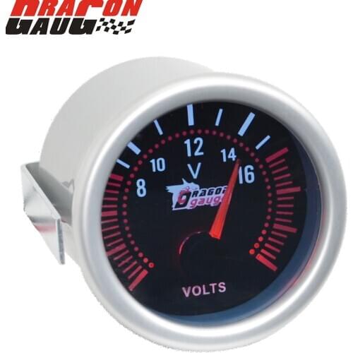 Dragon 52mm Sunglasses White Backlight Pointer Auto Car Voltage Motorcycle Volt Meter Unit 8-16V Gauge Free shipping