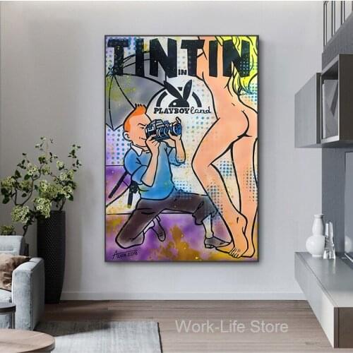 Modern Graffiti Art Print Sexy Women Play Boy Canvas Painting Oil Painting Modern Posters Print Wall Art Living room Home Decor