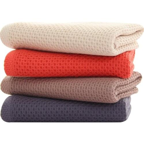 1Pcs Solid Color Towel Absorbent Soft Japanese Style Waffle Towel Honeycomb Technology 72*32CM Solid Cotton Towel Bathroom