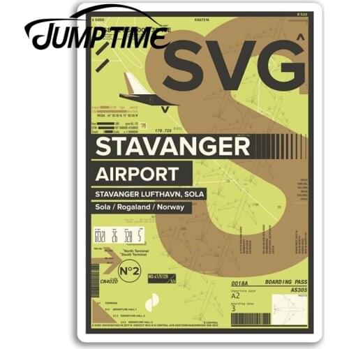 Jump Time for Stavanger Airport Vinyl Stickers Sola Norway Travel Sticker Truck Window Bumper Decal Waterproof Accessories