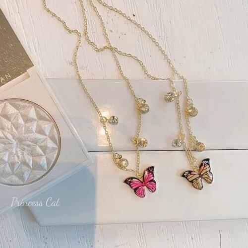 High end, light butterfly necklace, new style, hot Internet, simple butterfly, tassel, collars chain