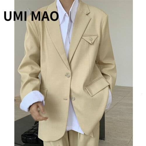 [DARK] Silhouette Temperament Suit Jacket Loose And Thin, All-match Solid Color Wide Shoulder Suit Female Autumn New Style