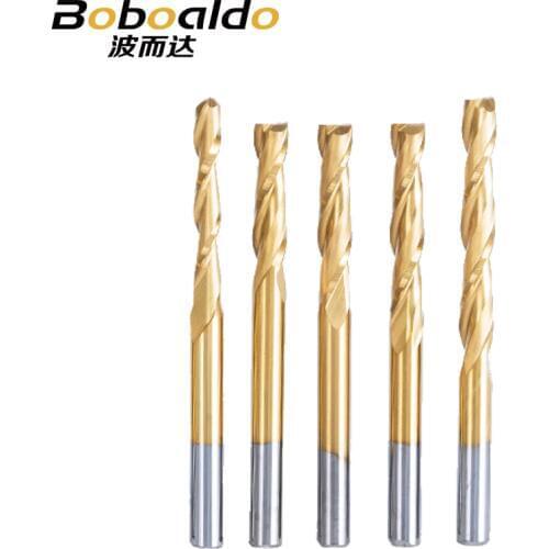 10pc/lot 3.175mm Titanium Coating 2 Flute Spiral router bit for wood CNC tool End Mill Tungsten Carbide PCB Milling Cutter