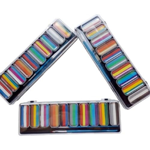 12 Color Rainbow Box UV Water-Based Pigment Body Art Painting Makeup Products Quick Drying / Easy To Wash / Non-Toxic