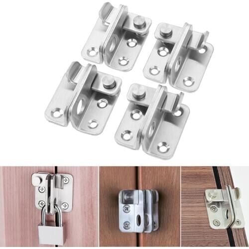 2sets Slide Bolt Gate Latches Left/Right window Door lock Cabin Hooks Eye Latch Stainless Steel safety switch Holder w/screws