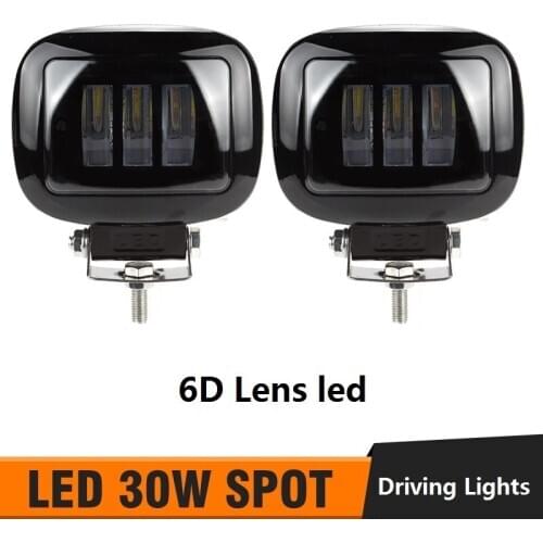 30W 12V 6D Lens Bar LED Driving Work Light Round Squar Headlight for Auto Offroad ATV 4x4 SUV Motorcycles Truck Pickup Wagon