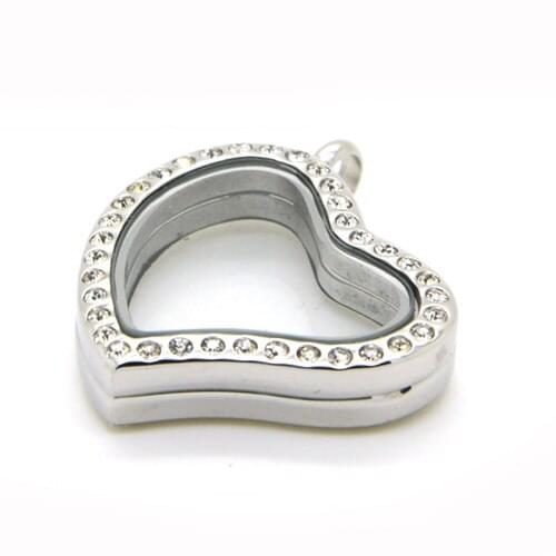 5pcs New Stainless Steel Magnet Hinged 30mm Heart Shape Locket for Custom Floating Charms Keepsake Xmas Gift Magnetic Open