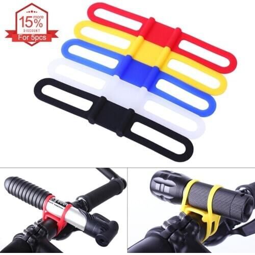 5 Colors Bicycle Bike Elastic Silicone Strap Cycling Light Holder Flashlight Bandages Portable Fixing Goods Elastic Tie Ropes