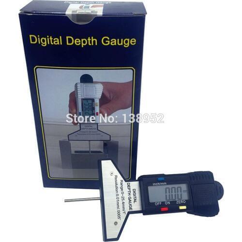 0-25MM Automatic spring Digital Depth Gauge meter tire Thread Depth Gauge with hook Tyre Tread Brake Pad WEAR