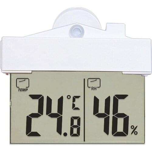 Digital Transparent Home Window Display Thermometer Hygrometer Indoor Outdoor Temperature Indoor Humidity Meter Station With Suc