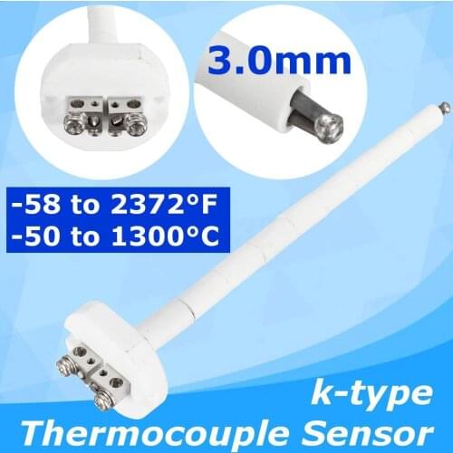 2372℉ 1300℃ 3mm K Type High Thermocouple Sensors For Ceramic Kiln Furnace Gauge Tester Forges Smelters Crucibles